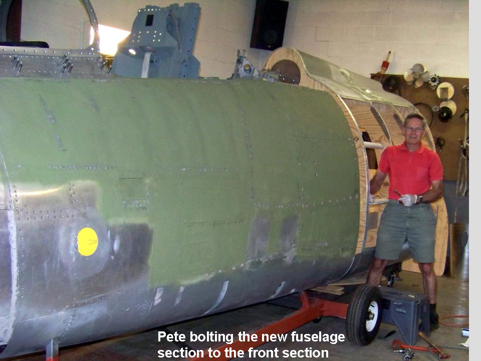 A picture of the new fuselage segment attached to the one before it.
            Click on the picture to enlarge it.